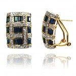 Komplet biżuterii - pierścionek oraz kolczyki z szafirami i diamentami