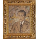 Stanisław Ignacy Witkiewicz \ Witkacy (1885 Warszawa - 1939 Jeziory na Polesiu), Portret mężczyzny na tle pejzażu, 1935