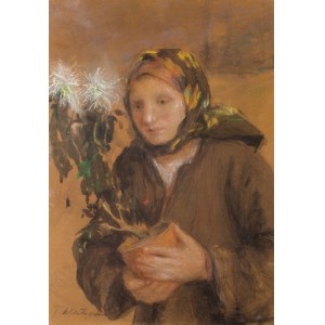 Teodor Axentowicz (1859 Braszow - 1938 Kraków), Kobieta z kwiatami