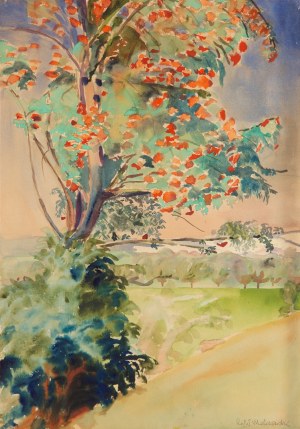 Rafał Malczewski (1892 Kraków - 1965 Montreal), Pejzaż z drzewem