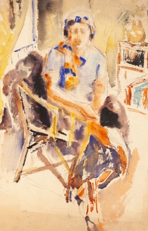 Mela Muter \ Maria Melania Mutermilch (1876 Warszawa - 1967 Paryż), Kobieta w fotelu (recto)/ Studium modelki (verso)