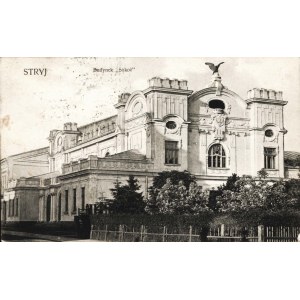 STRYJ. Budynek Sokoł. Stryj: [...]nenfelda, przed 1914]. - pocztówka, 8,8 × 14 cm. Z obiegu, bez znaczka...