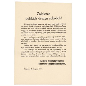 ŻOŁNIERZE polskich drużyn sokolich! [Inc.:] Pierwsze oddziały nasze są już tam...