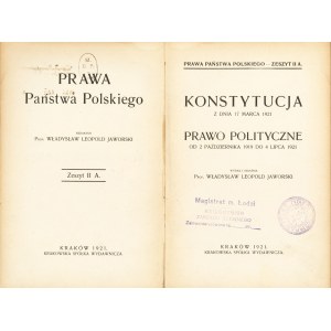 KONSTYTUCJA z dnia 17 marca 1921. Prawo polityczne od 2 października 1919 do 4 lipca 1921...