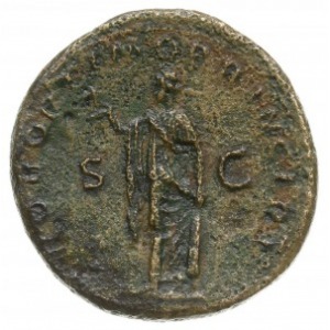 dupondius 103-111, Rzym; Aw: Popiersie cesarza w prawo,...