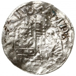 denar 1003-1034, Praga; Aw: Dwa popiersia w stylu bizan...
