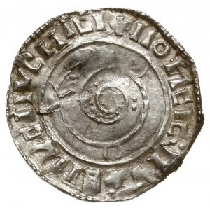 naśladownictwo duńskich denarów Knuta, po 1035; Aw: Spi...