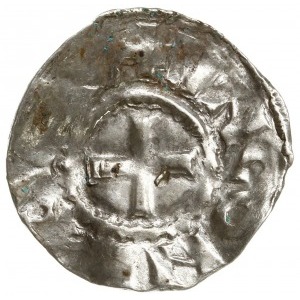 denar 936-954, Langres; Aw: Monogram RX, HLVDOVVICVS; R...