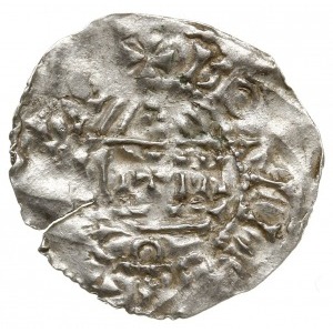denar 1010-1035; Aw: Kapliczka bawarska z krzyżem wewną...