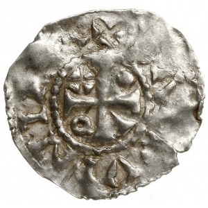 denar 1010-1035; Aw: Kapliczka bawarska z krzyżem wewną...