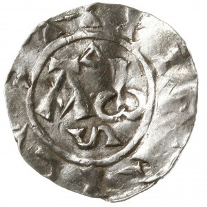 denar 1002-1024; Aw: Alfa i Omega pod nimi S, HENRICVS;...
