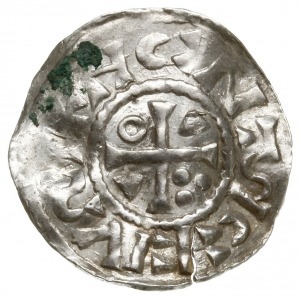 denar 1002-1009, Ratyzbona, mincerz Anti; Aw: Krzyż z 2...
