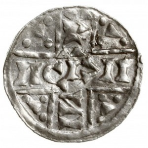 denar 1018-1026, Ratyzbona, mincerz Aza; Aw: Krzyż dwun...