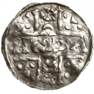 denar 1018-1026, Ratyzbona, mincerz Conja; Aw: Krzyż dw...