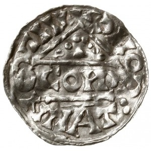 denar 1018-1026, Ratyzbona, mincerz Conja; Aw: Krzyż dw...