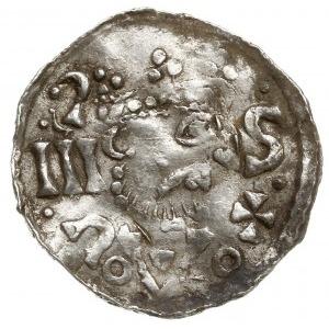 denar 1009-1024, Salzburg; Aw: Popiersie w prawo; Rw: K...