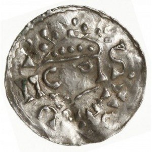 denar 1009-1018, Salzburg; Aw: Popiersie w prawo; Rw: K...