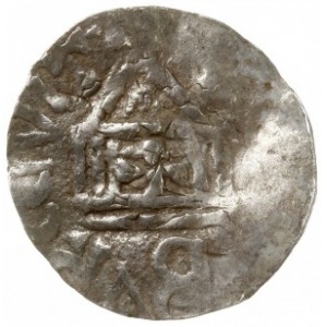 denar 1002-1024; Aw: Krzyż z kulkami w kątach, w perełk...