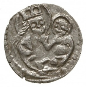 halerz jednostronny 1420-1423, Lubin; Madonna z dziecią...