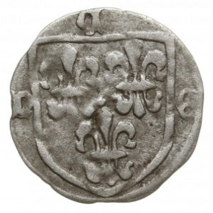 halerz ok. 1430-1440; Aw: Tarcza z trzema liliami; Rw: ...