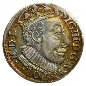 trojak 1588, Olkusz; duża głowa króla, na rewersie lite...