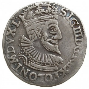 trojak 1592, Olkusz; mała głowa króla i skrócona data 9...