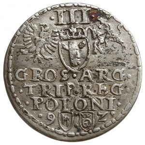 trojak 1592, Olkusz; na rewersie znak Topór - (zarządcy...
