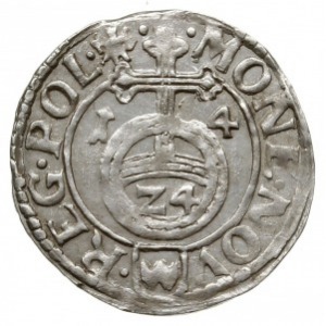 półtorak 1614, Kraków; typ z pięciopolową tarczą herbow...