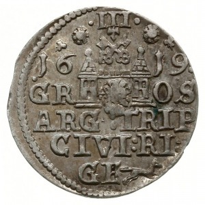 trojak 1619, Ryga; małe popiersie króla; Iger R.19.1.c ...