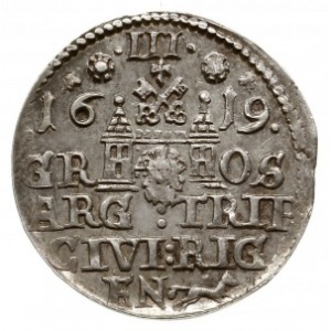 trojak 1619, Ryga; małe popiersie króla; Iger R.19.1.c/...