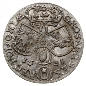 szóstak 1681, Kraków; popiersie króla w zbroi, litera C...