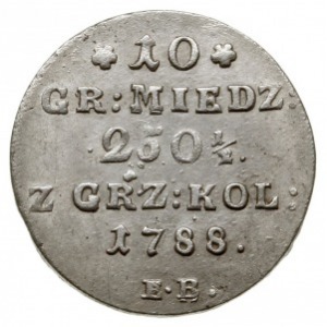 10 groszy miedzianych 1788, Warszawa; Plage 233; piękne