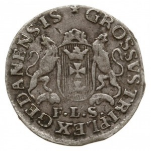 trojak 1766 FLS, Gdańsk; herb Gdańska w wąskiej tarczy;...