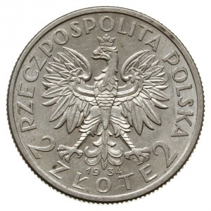 2 złote 1934, Warszawa; głowa kobieta w czepcu; Parchim...