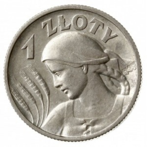 1 złoty 1925, Londyn; popiersie kobiety z kłosami; Parc...
