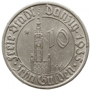10 guldenów 1935, Berlin; Ratusz Gdański; CNG 524, Jaeg...
