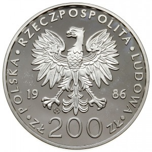 200 złotych 1986, Szwajcaria; Jan Paweł II, na rewersie...