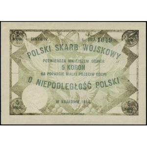 Polski Skarb Wojskowy; 5 koron, Kraków 1914, Na poparci...
