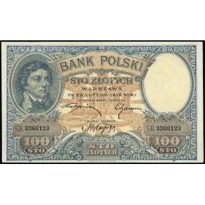 100 złotych 28.02.1919; seria B, numeracja 3366123; Luc...