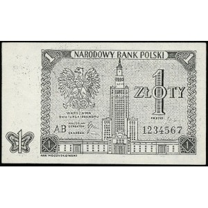 1 złoty 1.07.1955, seria AB, numeracja 1234567, z Pałac...
