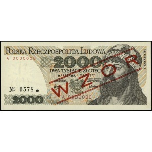 2.000 złotych 1.05.1977, WZÓR, seria A, numeracja 00000...