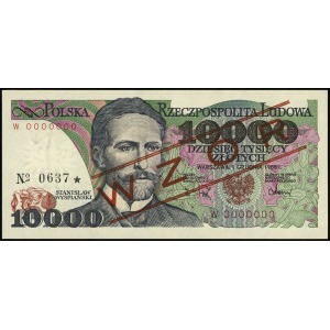10.000 złotych 1.12.1988, WZÓR, seria W, numeracja 0000...