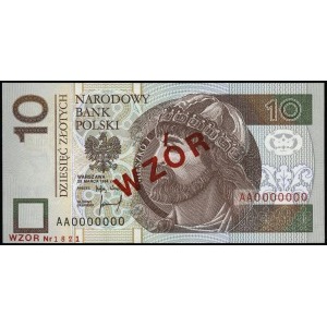 10 złotych 25.03.1994, WZÓR, seria AA, numeracja 000000...