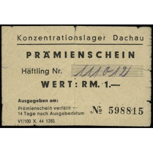 Konzentrationslager Dachau; Prämienschein (bon) na 1 ma...