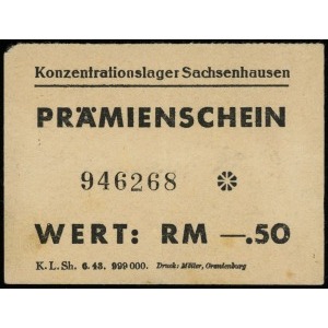 Konzentrationslager Sachsenhausen; bon 0.50 marki; nume...