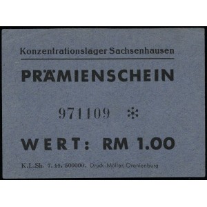 Konzentrationslager Sachsenhausen; Prämienschein (bon) ...