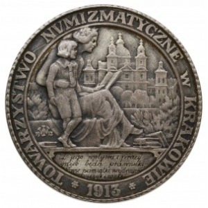 medal autorstwa Jana Wysockiego z 1913 r., wybity z oka...