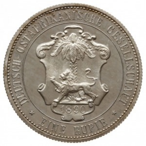 1 rupia 1890; AKS 0-315, J. 713; wybita stemplem lustrz...