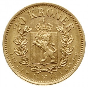 20 koron 1901, Kongsberg; Ahlström 9, Fr. 17, Sieg 104;...
