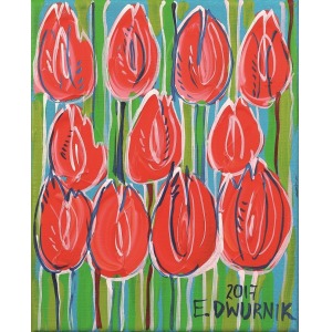 Edward Dwurnik, Czerwone tulipany, 2017